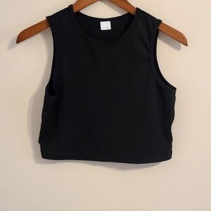 Shein Black Sleeveless Ribbed Cropped Top